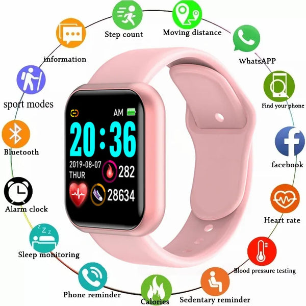 Smart Watch Relógio Digital Men Women Bluetooth Connected Phone Music Fitness Sports Bracelet Sleep Monitor Y68 Smartwatch D20