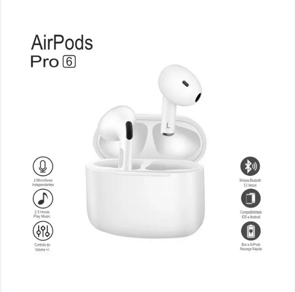 Fone Para Iphone Air Pods Original Pro 6 TWS Wireless Bluetooth Earphones Headphones Mini Fone Earphone Stereo Sport Headset For Xiaomi Android Earbuds